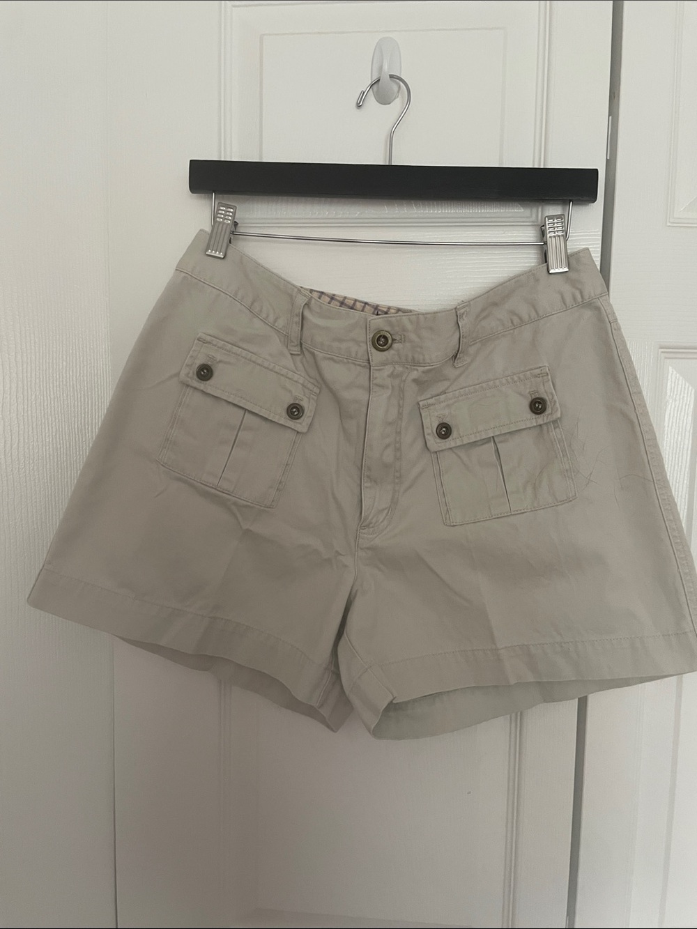 Women's Light Tan Cargo Shorts with Front Flap Pockets
